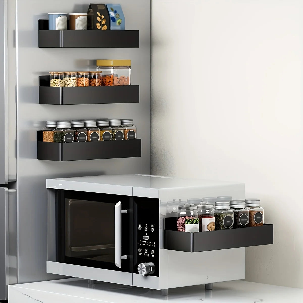 Wall Shelf 2 Piece No Drill Wall Mounted Storage Rack Space Saving Organiser Shelf