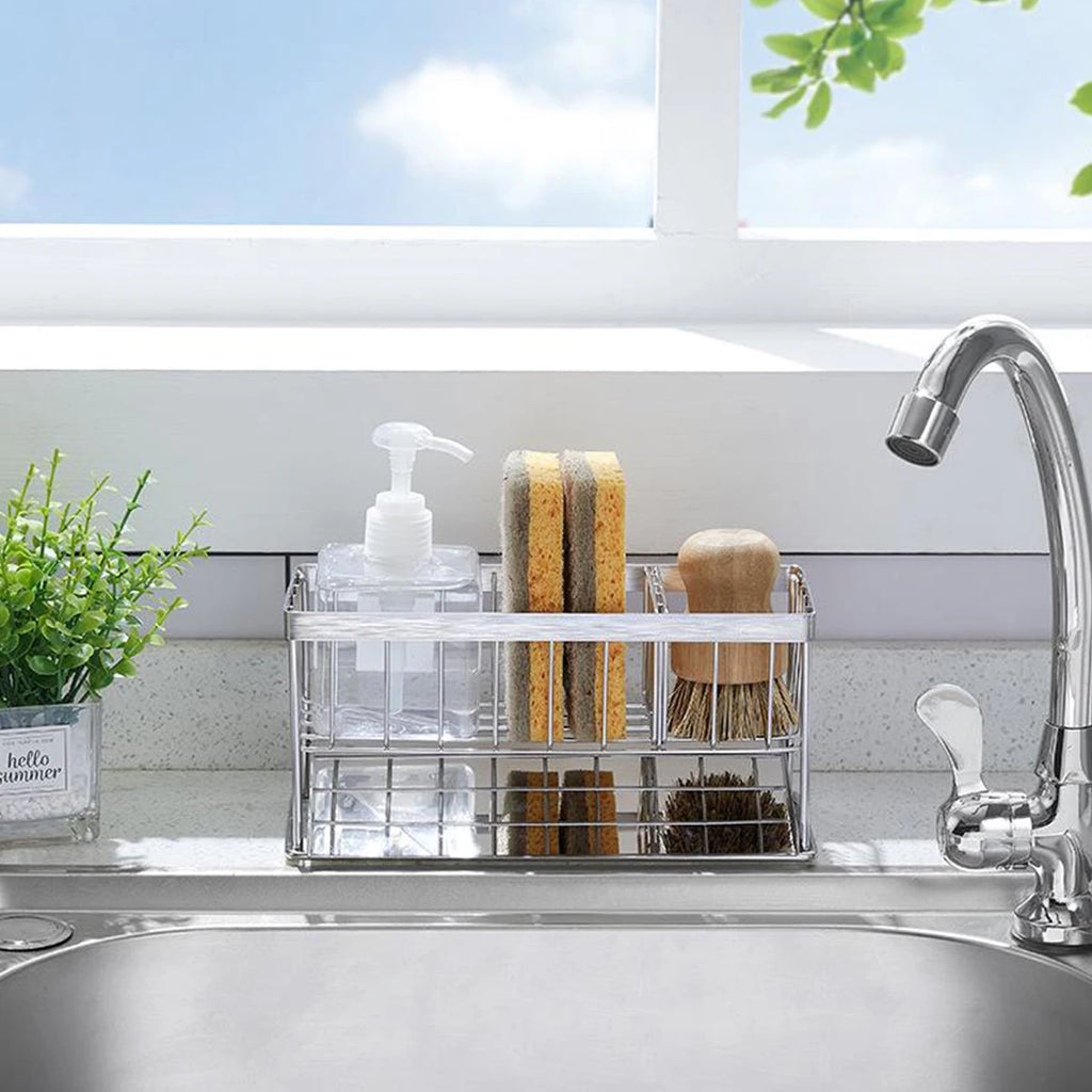 Sink Sponge Holder 21cm 304 Stainless Steel Drain Tray Kitchen Counter Organiser
