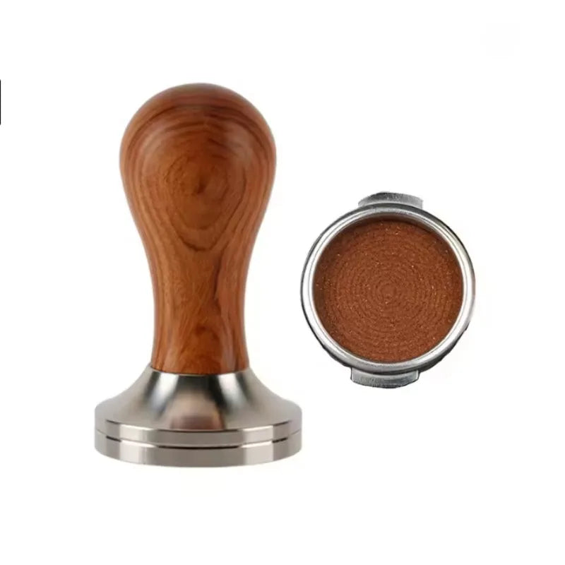 Coffee Tamper 58mm Espresso Press with Solid Wood Handle and 304 Stainless Steel Base