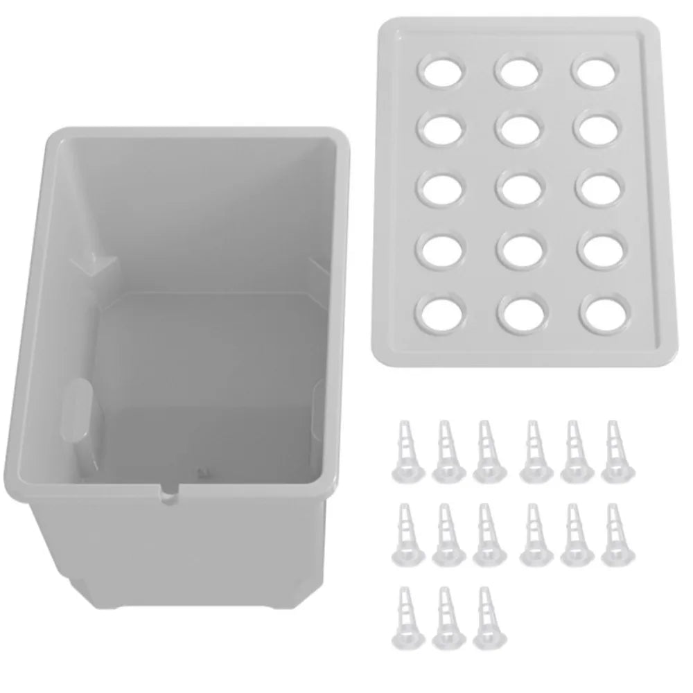 15 Hole Hydroponic Growing System Kit Split Design Indoor Germination Box with Planting Baskets – White