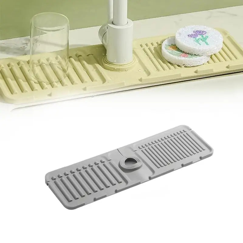 Silicone Sink Draining Mat Fast Drying Faucet Splash Guard Countertop Protector – Yellow