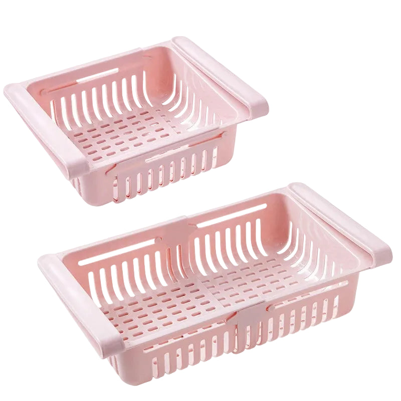 Fridge Organizer 28.5cm Retractable Storage Drawer - Pink