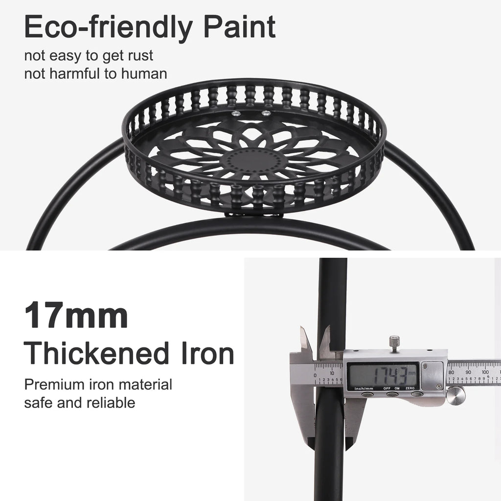6 Pot Metal Plant Stand with Wheels 4 Tier Flower Display Rack Rolling Plant Shelf – Black