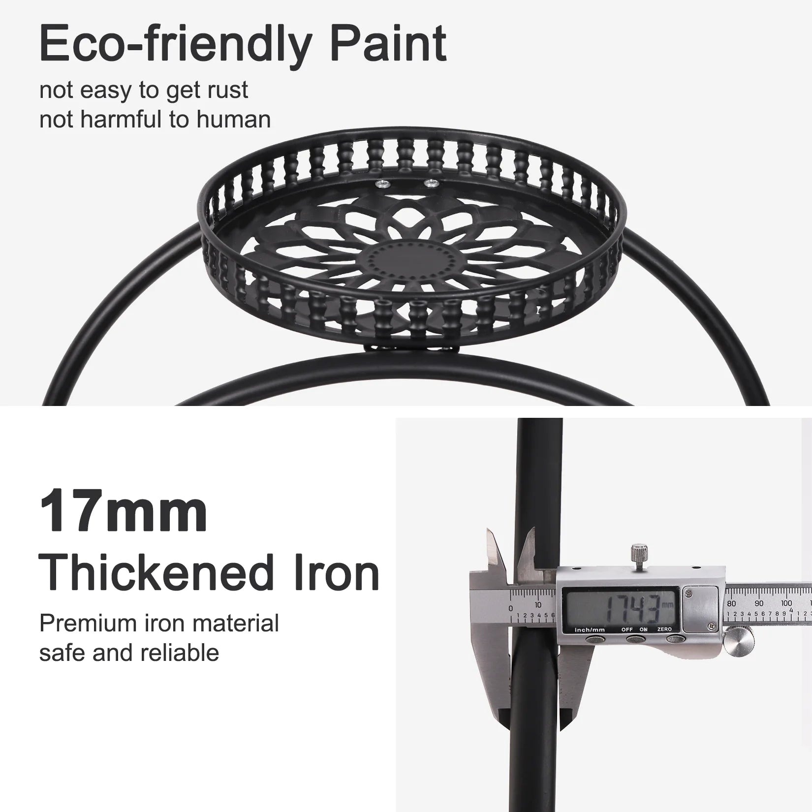 6 Pot Metal Plant Stand with Wheels 4 Tier Flower Display Rack Rolling Plant Shelf – Black