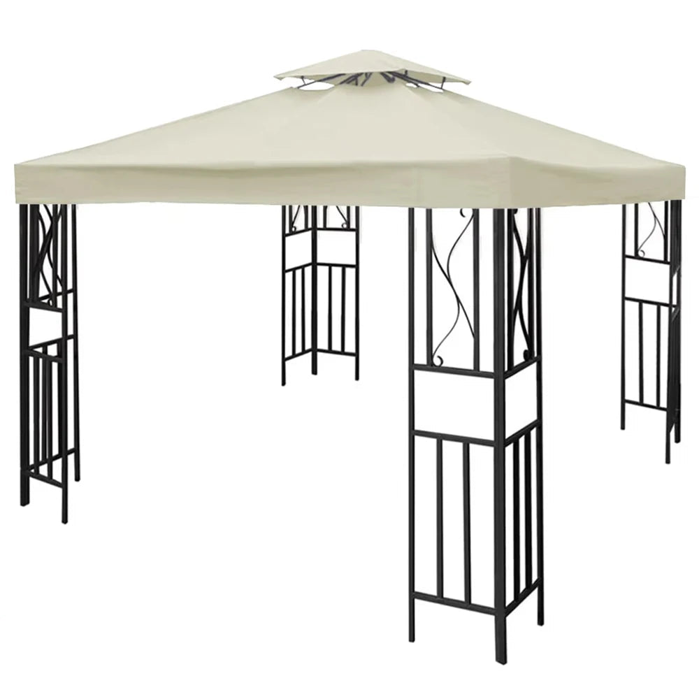 3x3M Garden Gazebo Replacement Canopy Top – Double Tier Outdoor Patio Cover - Beige