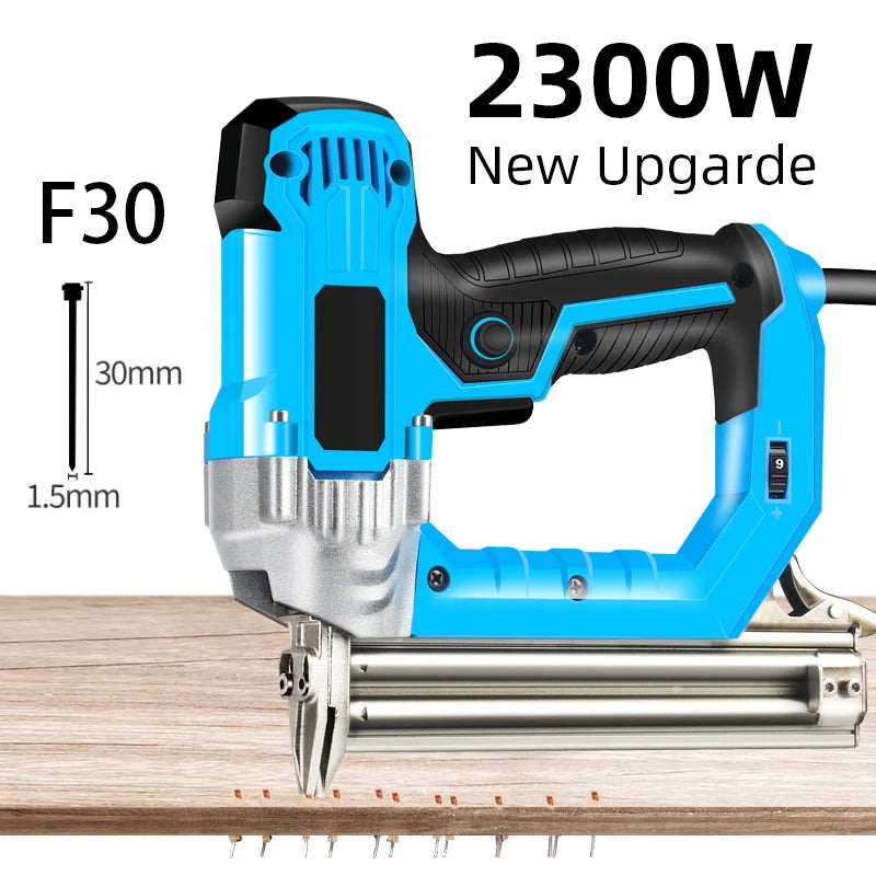 Electric Nail Gun Heavy Duty 2300W Straight Staple Nailer F15-F30 Woodworking Furniture Fastening Tool
