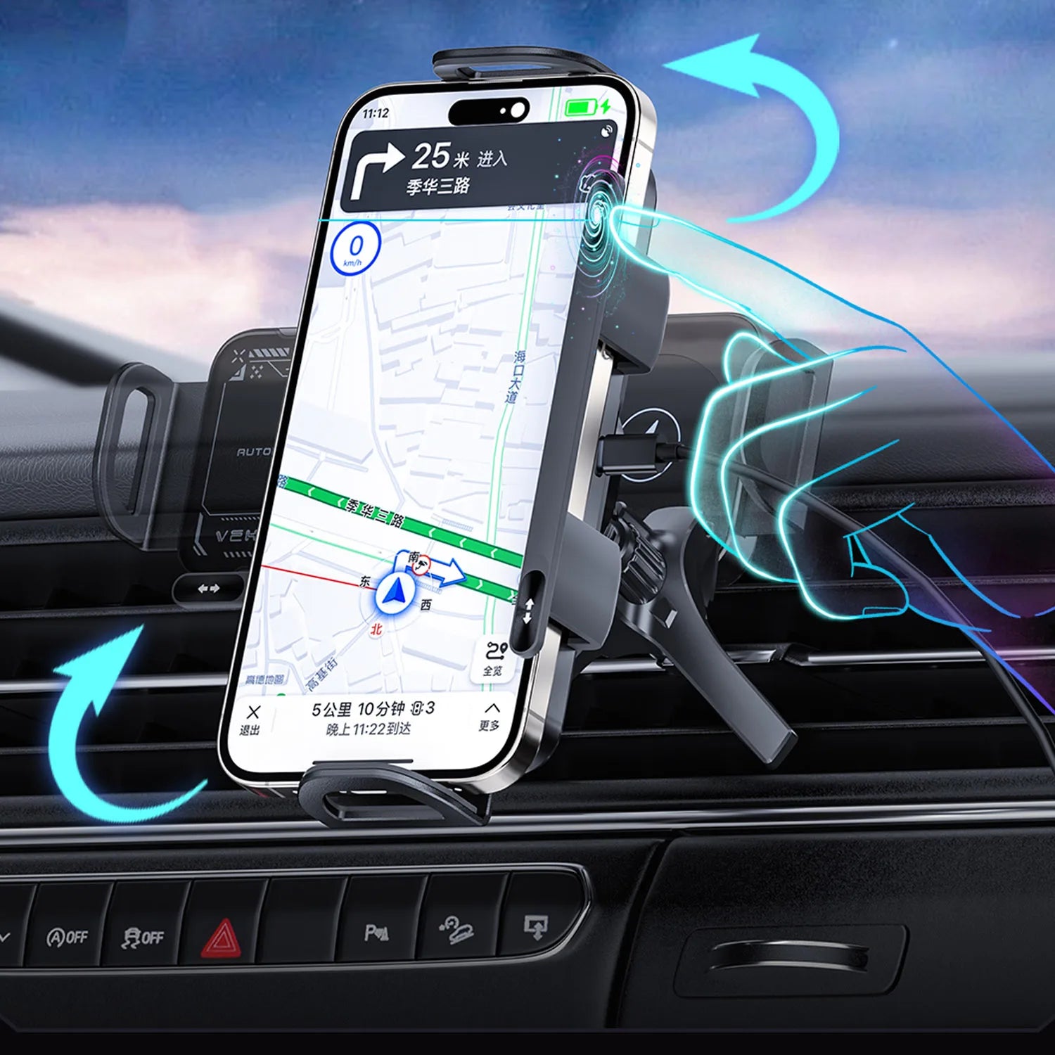 Phone Holder 15W Fast Charging Auto Clamping 360° Rotating Air Vent Mount