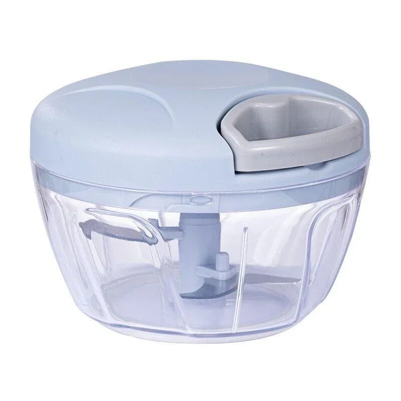Manual Food Chopper 500mL Hand Pull Garlic Vegetable Onion Meat Mincer with Stainless Steel Blades – Blue