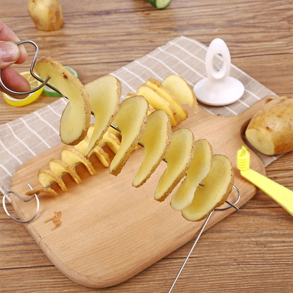 Tornado Potato Slicer Manual Spiral Cutter Stainless Steel Blade with 4 Skewers