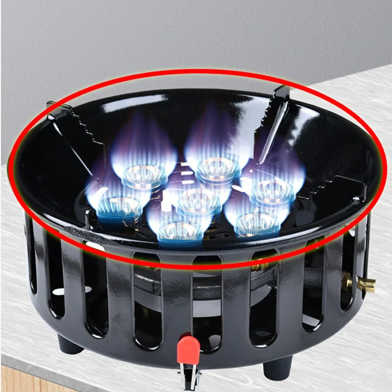 Portable Camping Stove with 7-Core Burner Electronic Ignition and Windproof Shield