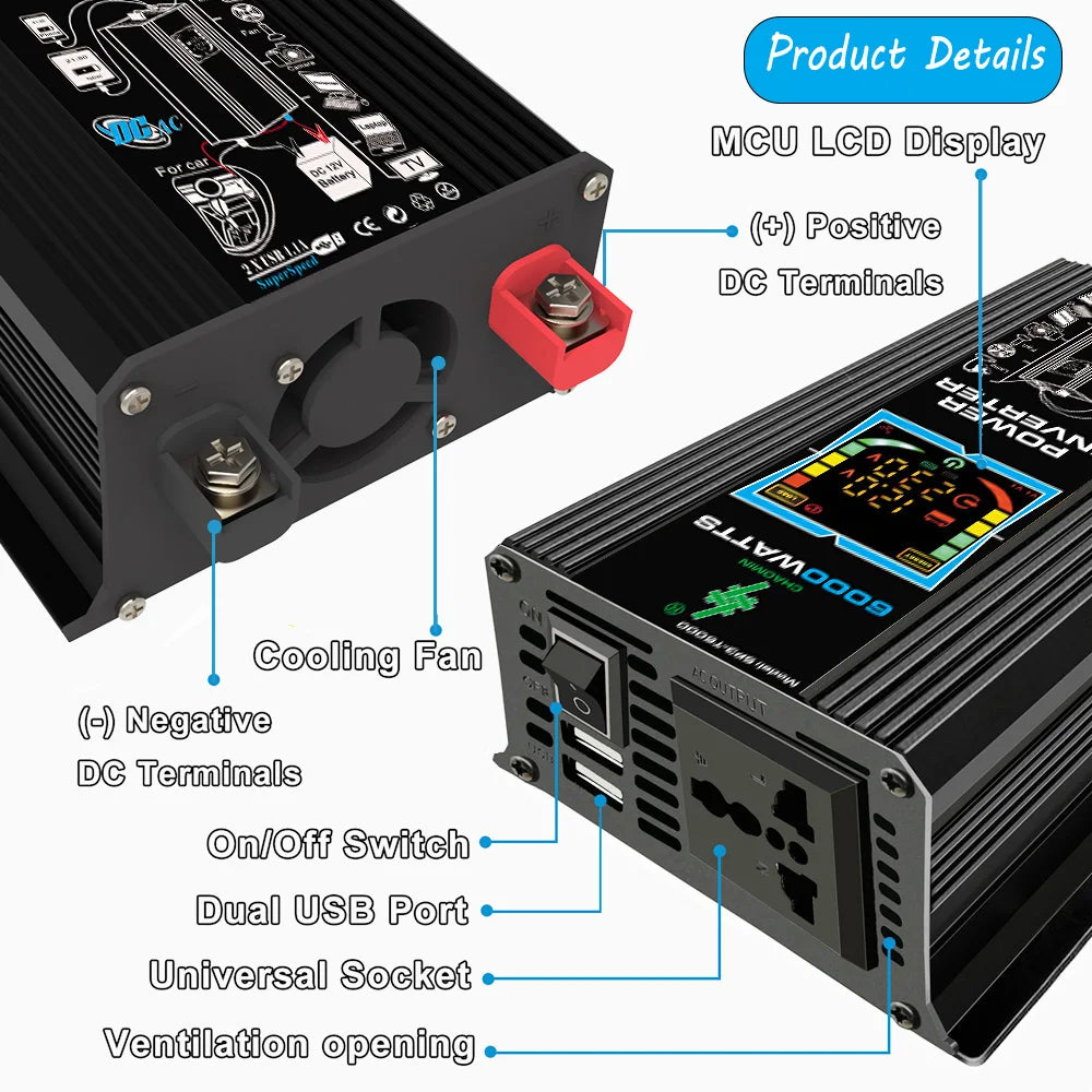 Solar Panel Kit 500W Inverter 2 × 300W Folding Solar Panels 30A Controller 12V to 220V – Black