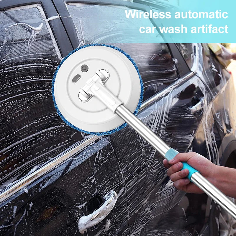 Electric Spin Mop Cordless Wet Dry Cleaning Machine Adjustable Handle Multi Surface White