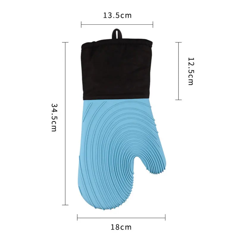 Heat Resistant Silicone Oven Mitt Waterproof Non-Slip Kitchen Cooking Glove with Soft Lining – Red