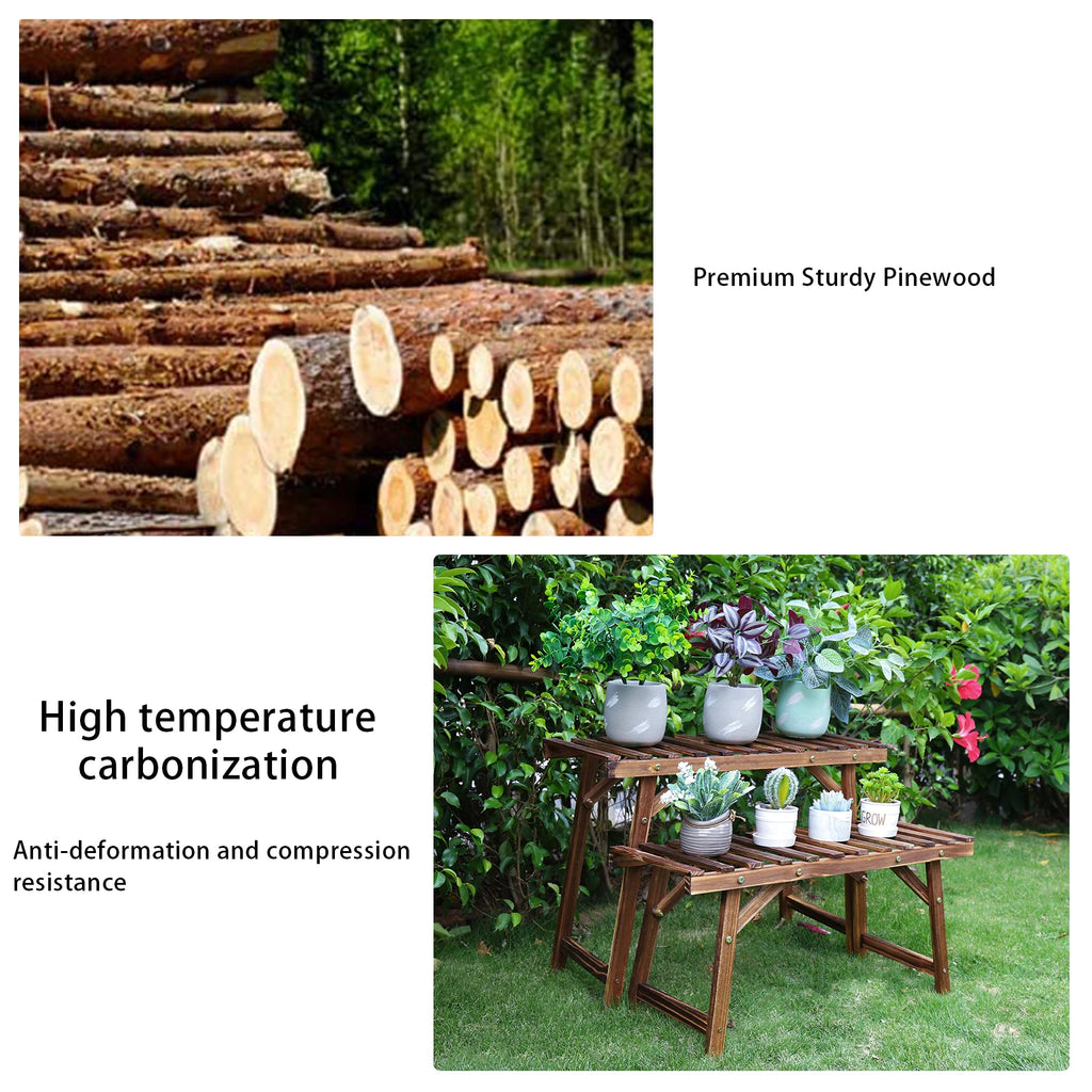 3 Tier Wooden Plant Stand Stepped Flower Pot Display Rack Corner Shelf Indoor Outdoor – Dark Brown