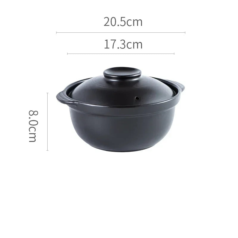 Ceramic Casserole Pot 900ml Mini Soup Clay Cooking Pot with Lid