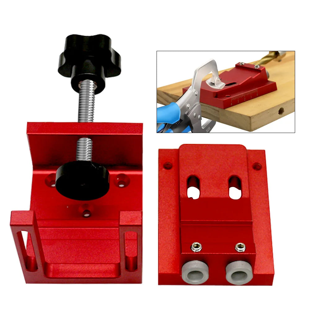 Pocket Hole Jig Kit with Drill Guide Step Drill Bit Screws and Wooden Plugs for Woodworking Red
