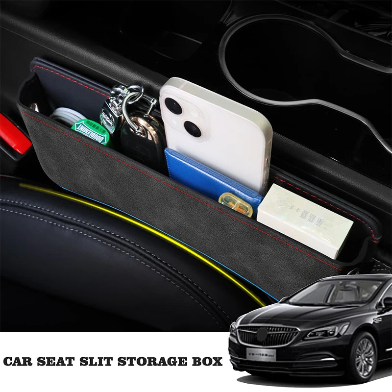 Car Seat Gap Storage Pocket Suede Leather Organiser Side Crevice Filler Interior Holder - Beige