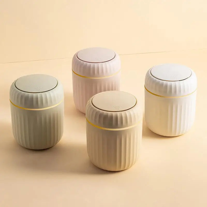 Mini Desktop Rubbish Bin with Press-Top Lid for Office Desk and Bedroom - Yellow