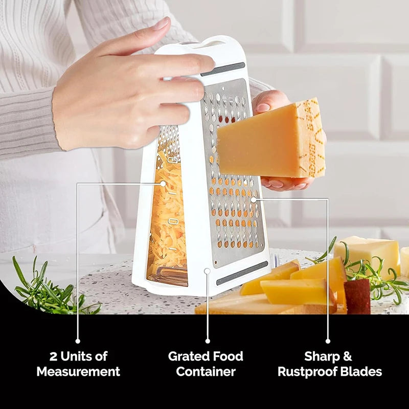 Double-Sided Cheese Grater Multifunctional Vegetable Chopper Slicer – White