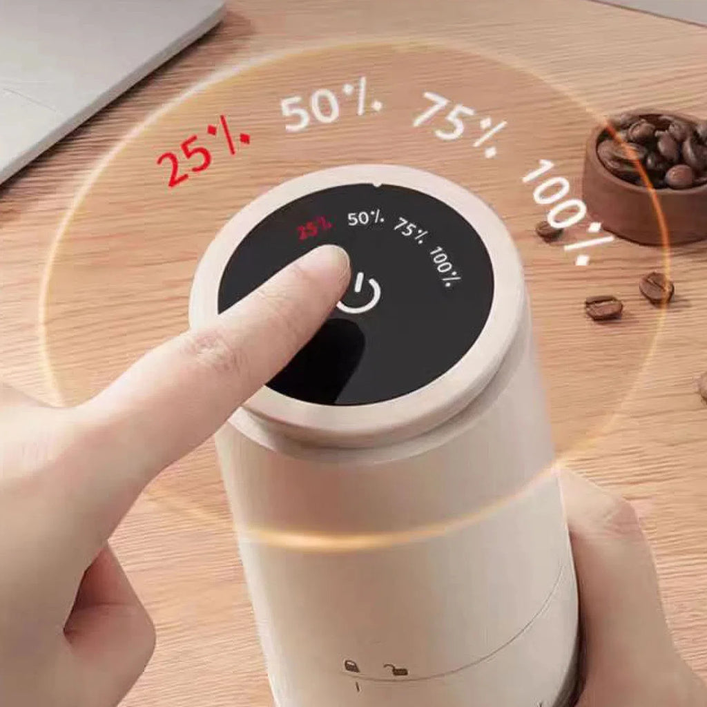Coffee Grinder Portable Electric Bean Grinder USB Rechargeable 1500mAh Adjustable Ceramic Burr - Black