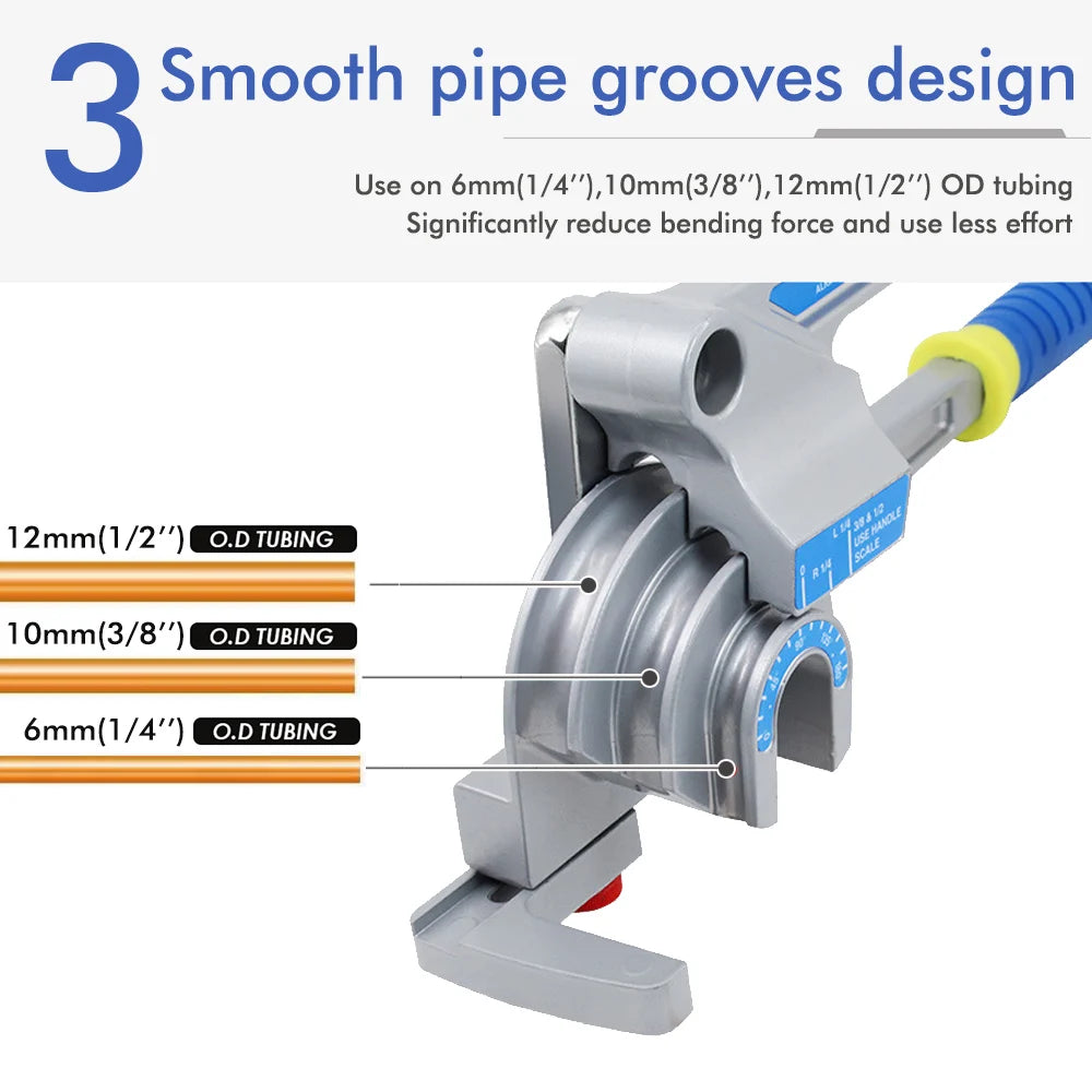 Tube Bender Tool Heavy Duty 3 in 1 180° Pipe Bending Tool for 6.35mm 9.52mm 12.7mm Tubing