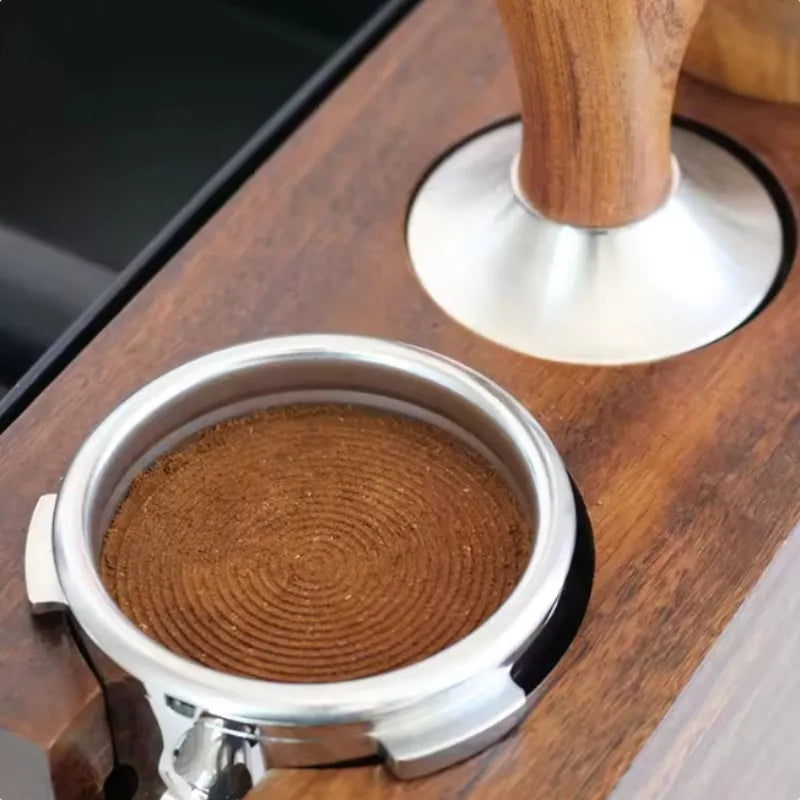 Coffee Tamper 51mm Espresso Press with Solid Wood Handle and 304 Stainless Steel Base