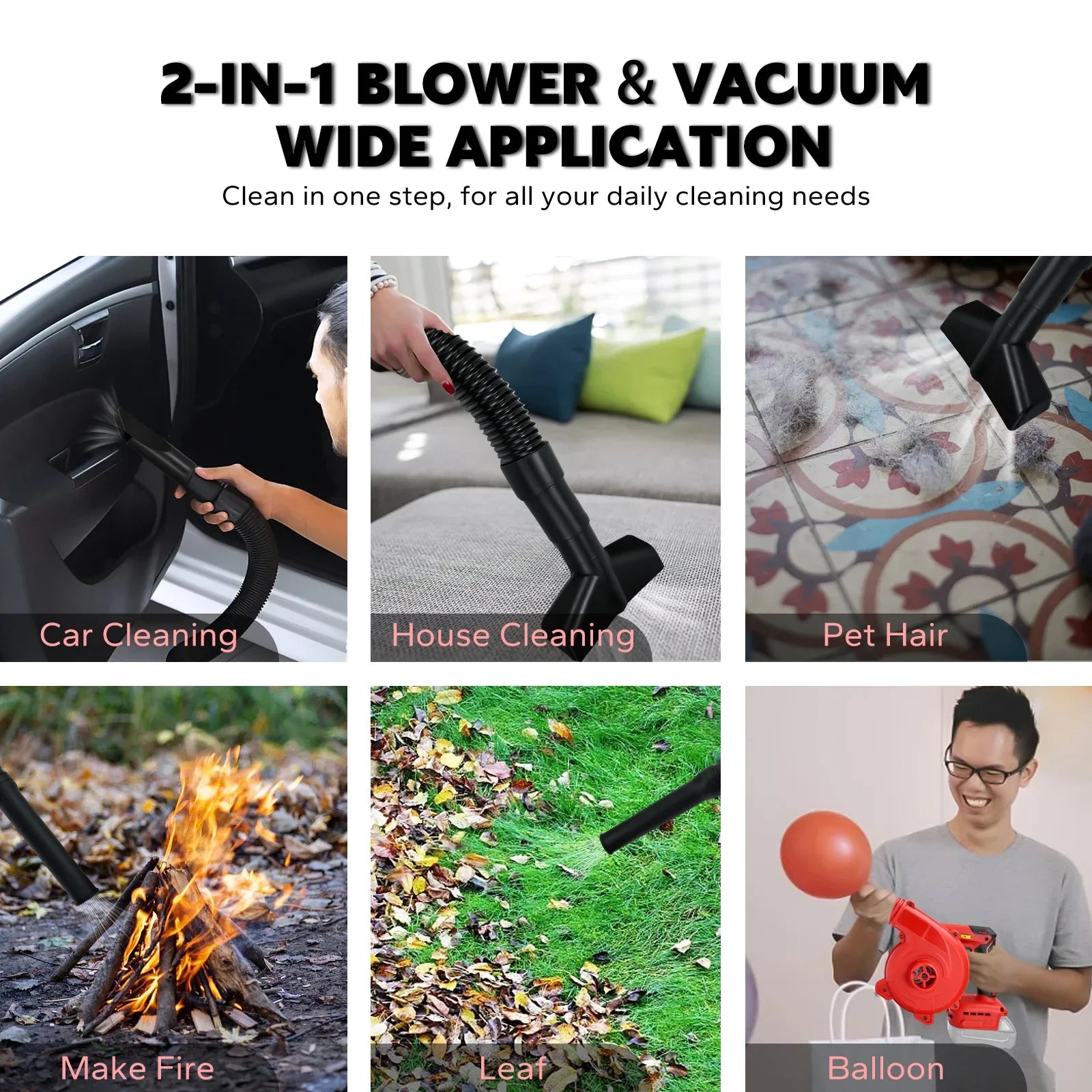 Brushless Cordless Leaf Blower 18V Battery Powered 6-Speed 180MPH Air Blower & Vacuum