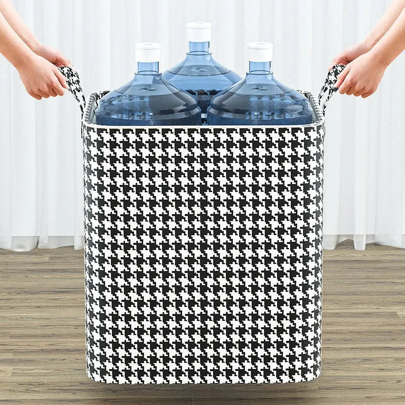 Extra Large Plaid Foldable Storage Box with Handles – 140L