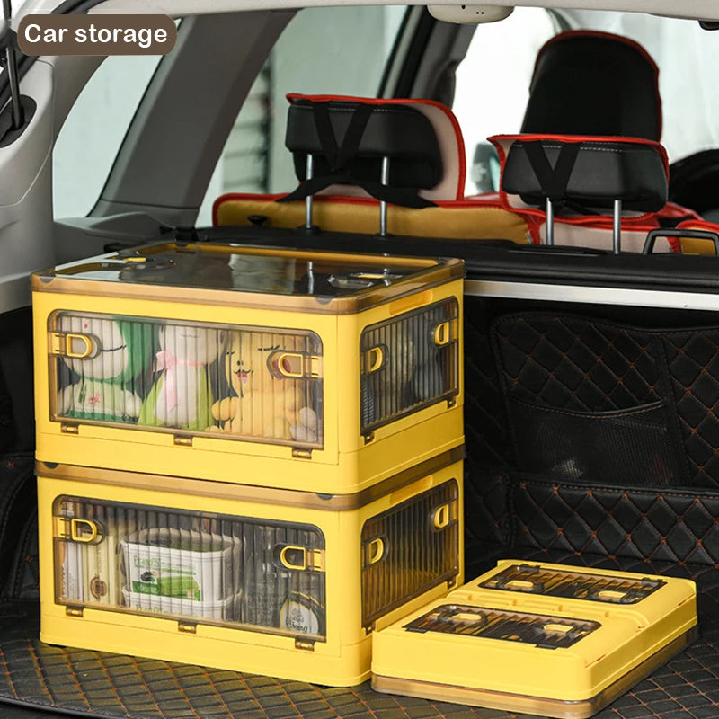 Storage Box 18L Foldable Transparent Organizer Bin with Multi-Access Opening - Yellow