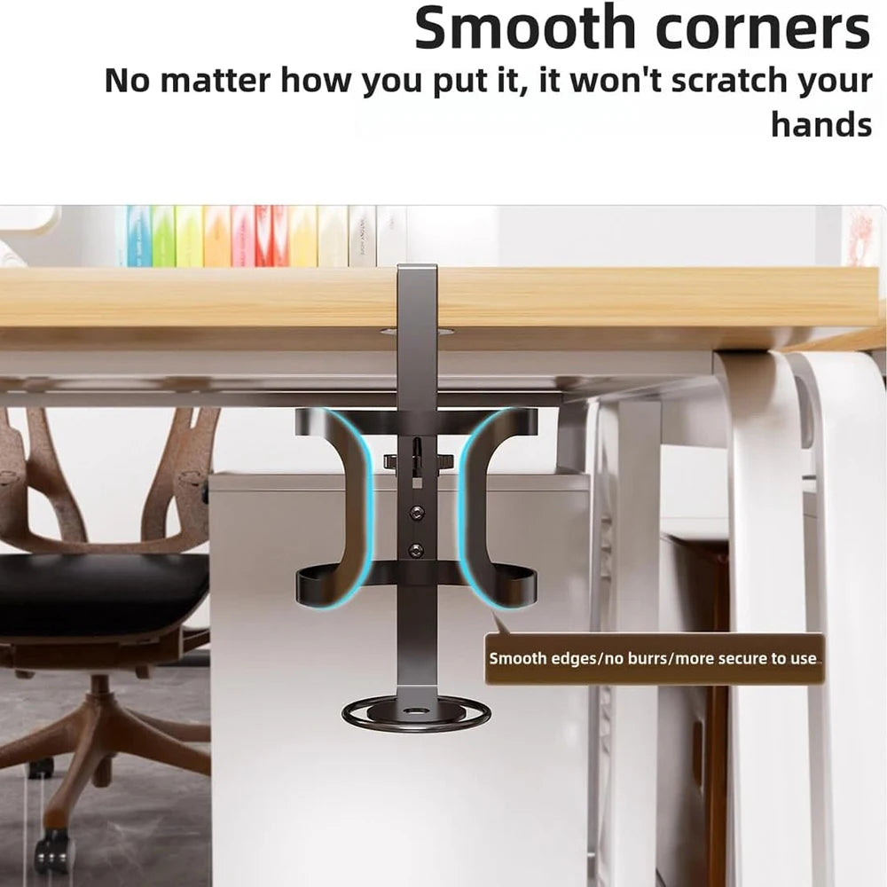 Clamp-On Desk Cup Holder with Bottle Holder Under Desk Drink Organizer for Cups and Bottles – White
