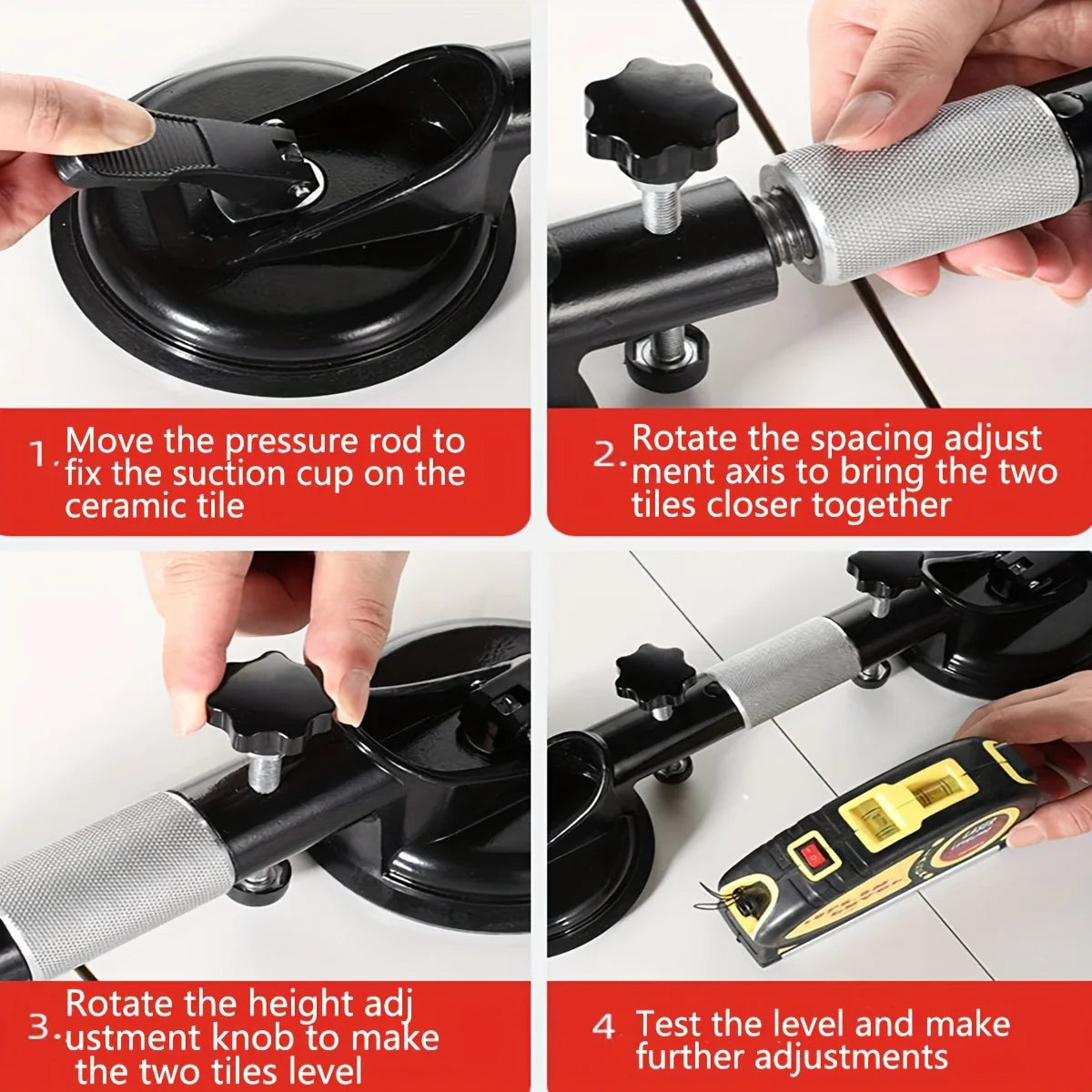Glass Suction Cup Lifter Heavy Duty Aluminum Vacuum Plate Handle Dual Pad Lifting Tool
