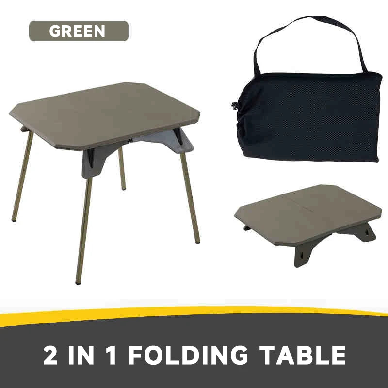 Outdoor Camping Table – Ultralight Dual-Purpose Folding Table – Portable Adjustable Table for Camping, Picnic, BBQ, Fishing – Green