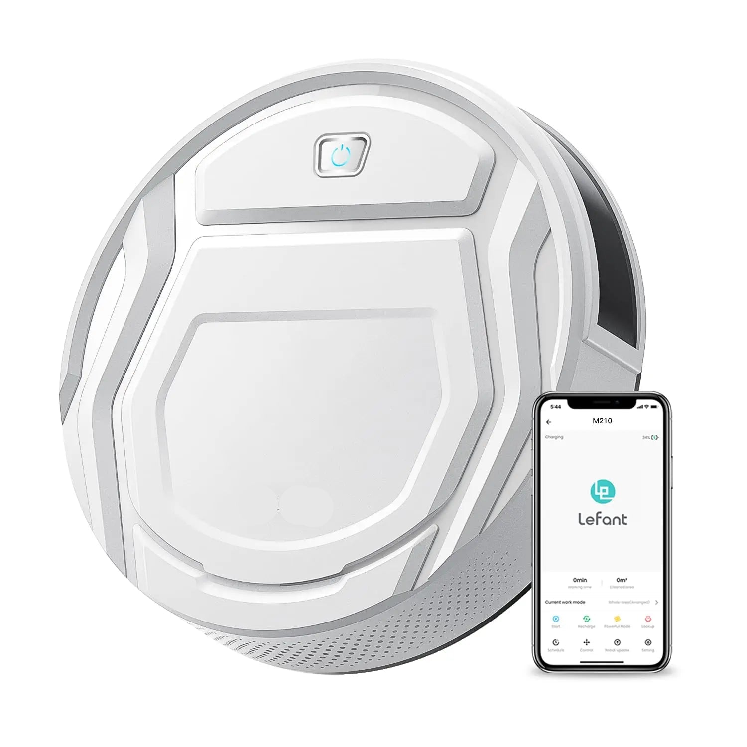 Robot Vacuum Cleaner 2200Pa Smart Navigation WiFi App Control Self-Charging – White