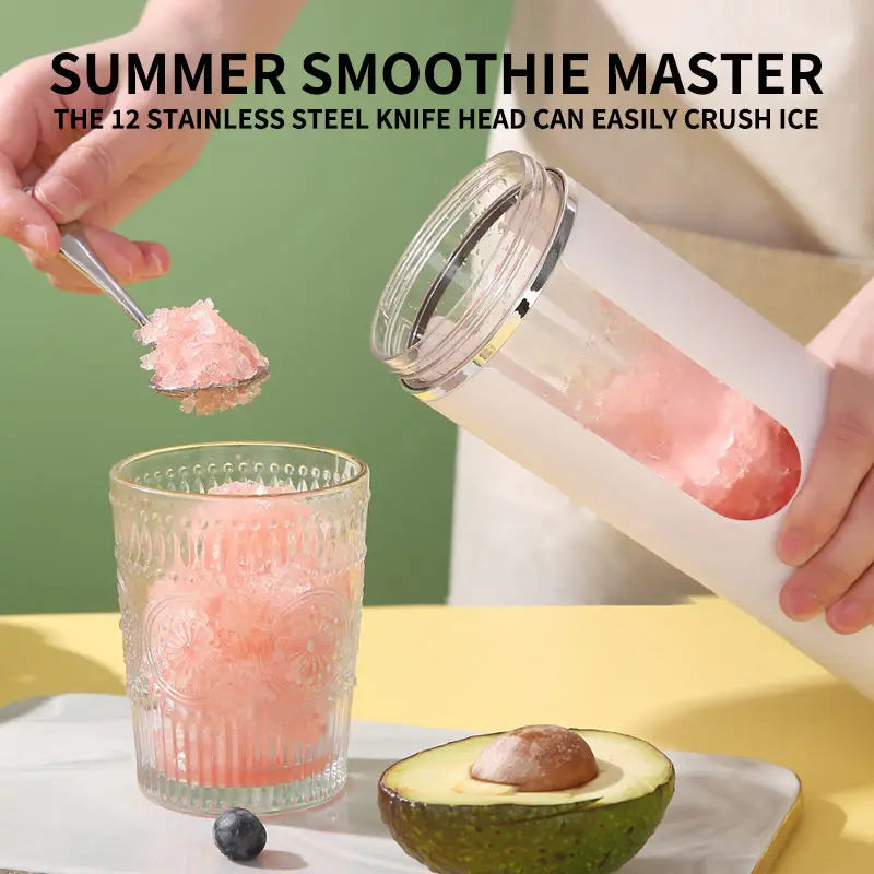 Portable Juicer 530ml Electric Blender USB Rechargeable 12 Blade Mixer with 4 Speed Settings - White