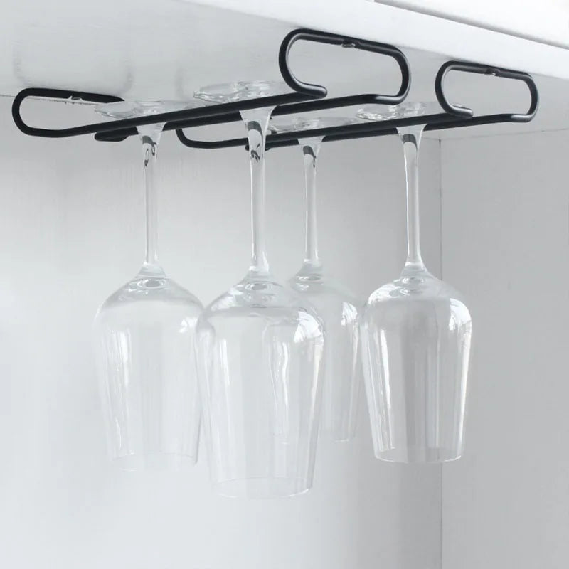 Stainless Steel Hanging Wine Glass Holder Under Cabinet Rack – Silver