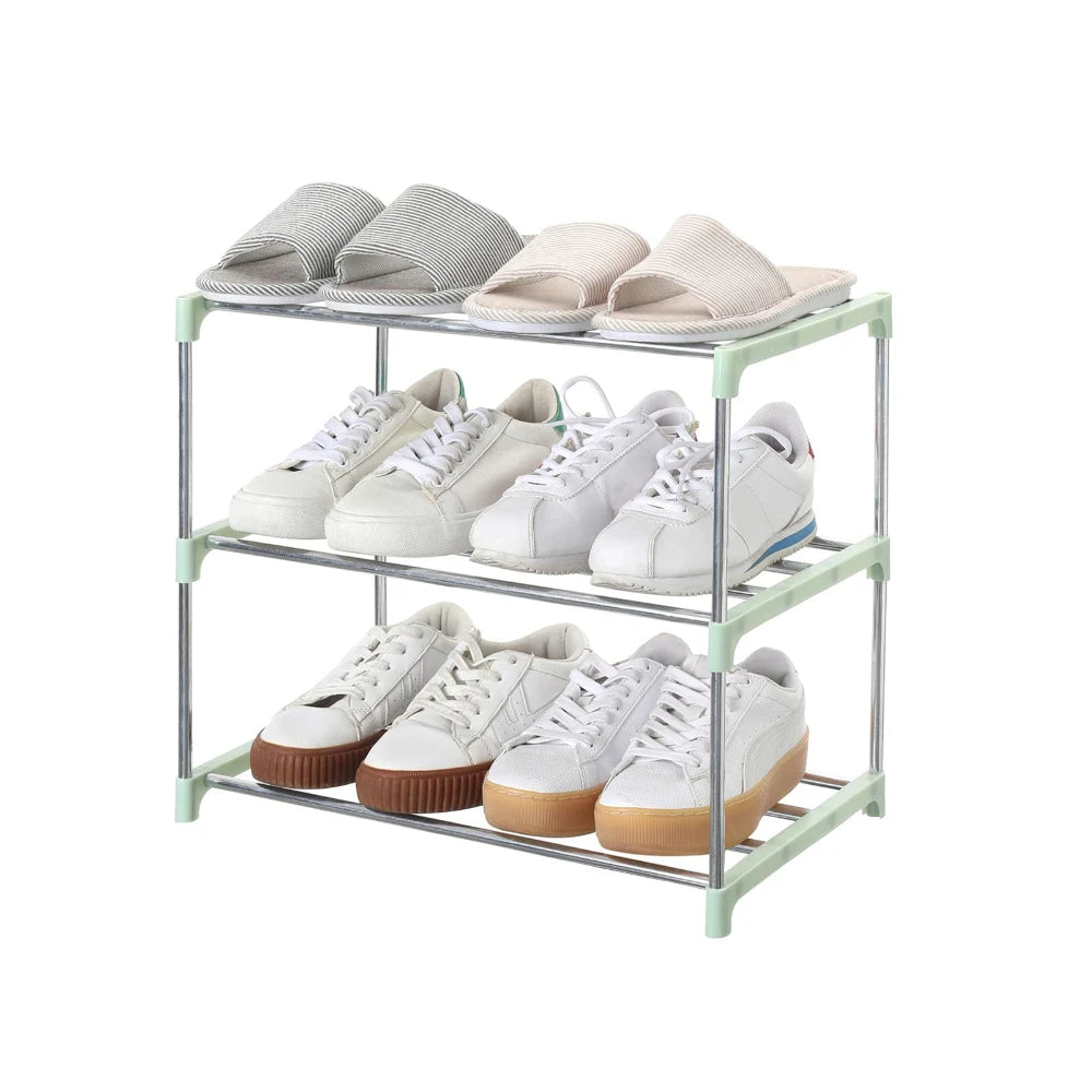 3 Tier Shoe Rack Lightweight Space Saving Storage Organizer for Entryway Closet and Dormitory – Green