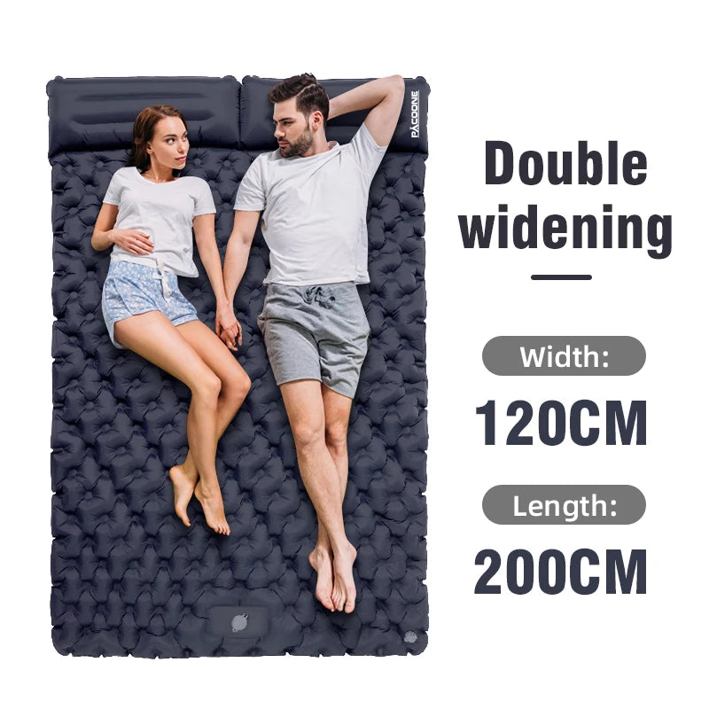 Double Camping Sleeping Pad Inflatable Mattress 200cm Portable Folding Bed – Khaki