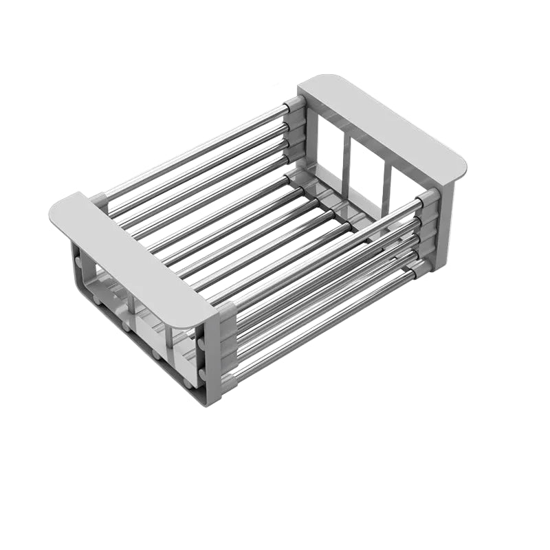 2025 Stainless Steel Extendable Sink Drying Rack – Adjustable Kitchen Drain Basket for Dish/Fruit Organizing Storage Tool - Small