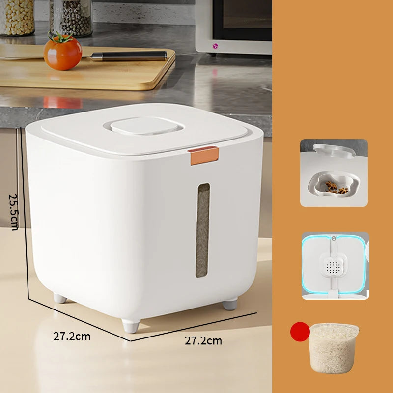 Rice Storage Container 27.2 cm Food Grade Dry Food Dispenser with Sealed Lid