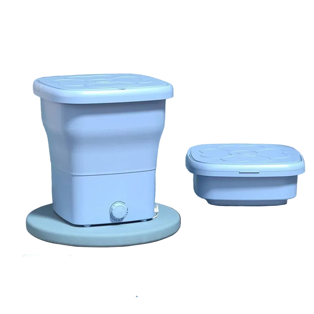 25L Large Portable Folding Washing Machine with Dryer – Mini Travel Laundry Bucket for Clothes, Socks, Underwear – Blue