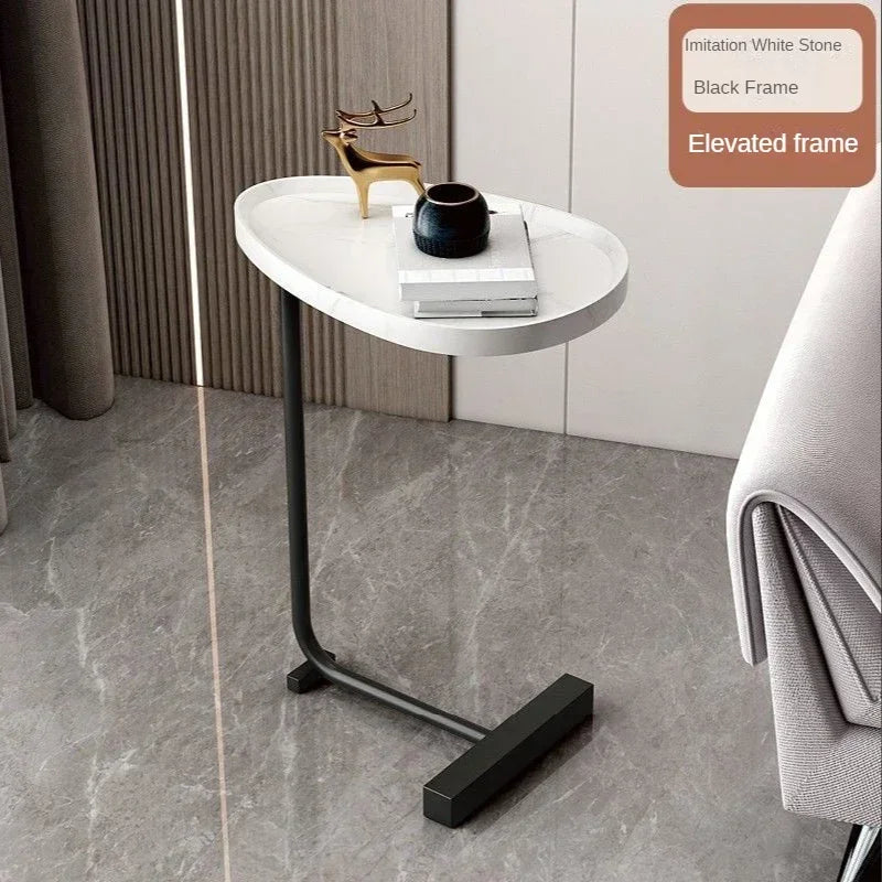 Coffee Table 62cm Side Cabinet Carbon Steel Frame Bedside Table – White