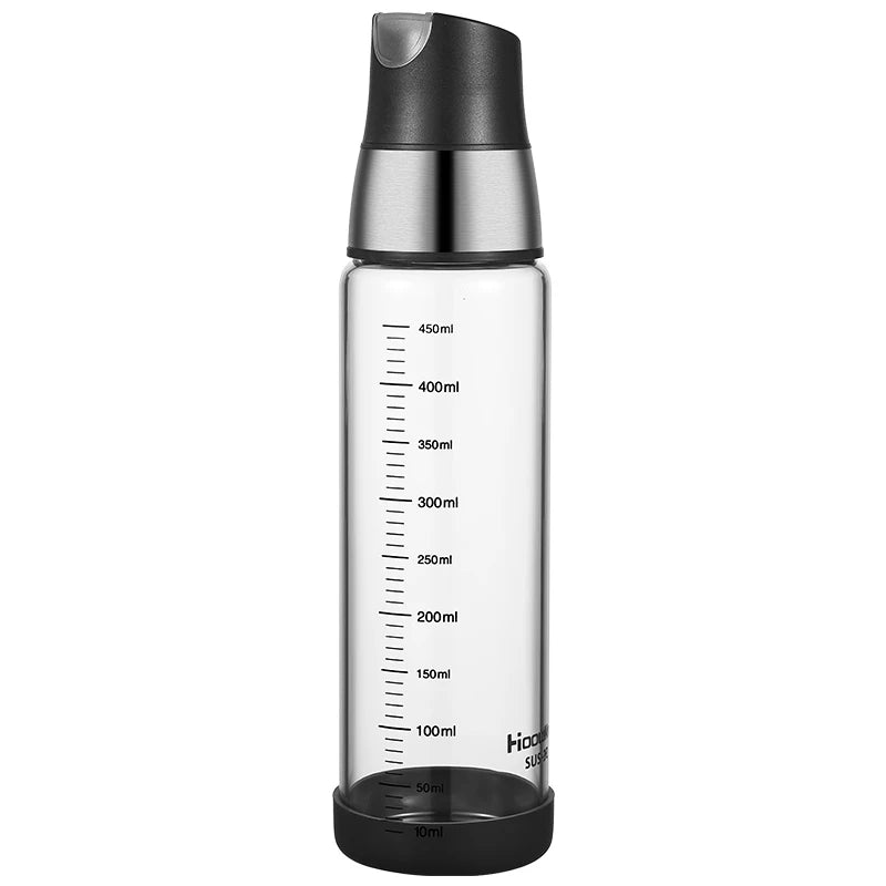 Oil Dispenser Bottle Heat Resistant Glass Automatic Pouring Leak Resistant 500mL Kitchen Jar - Black