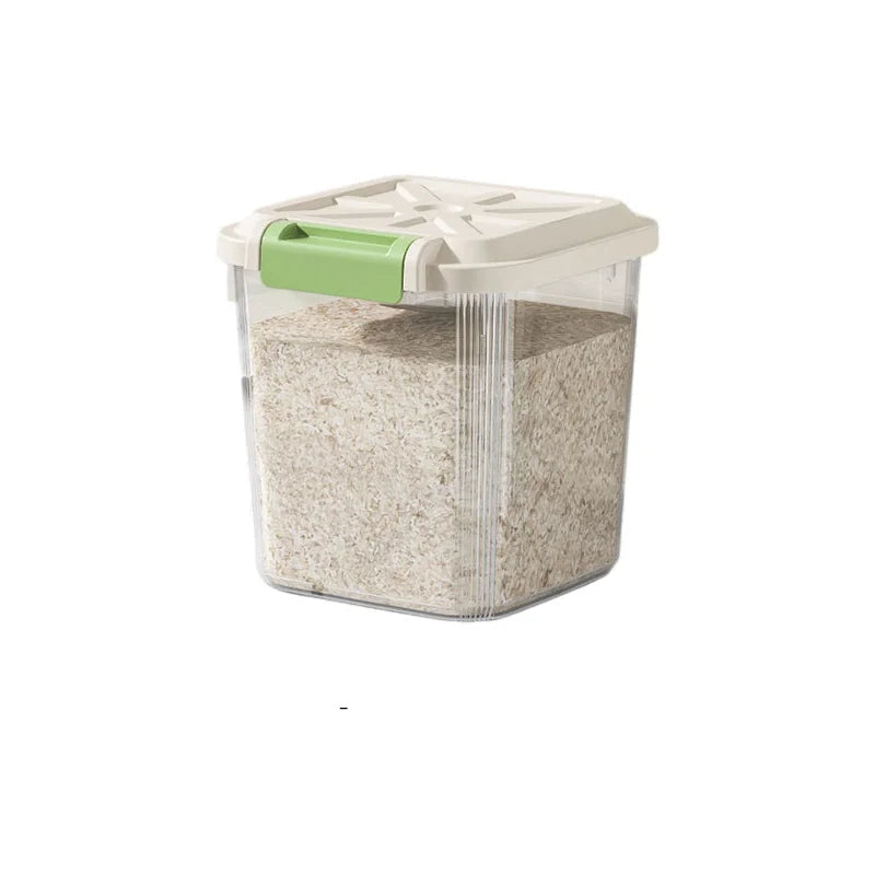Rice Storage Container 10 kg Airtight Grain Dispenser with Wheels - Clear