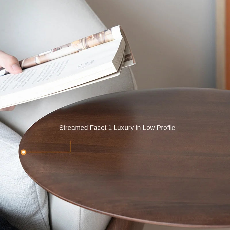 Side Table Solid Wood Round Small Coffee Table Wooden Bedside Furniture – Cream