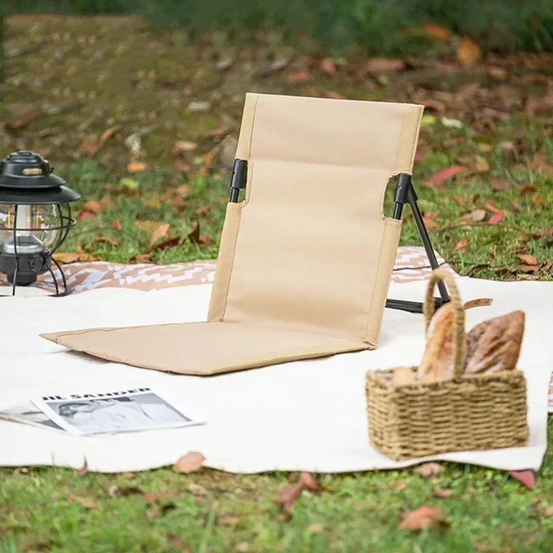 Ultra-Light Folding ChaUltra-Light Folding Floor Chair Portable Camping Beach Seat with Aluminium Alloy Frame – Khaki
