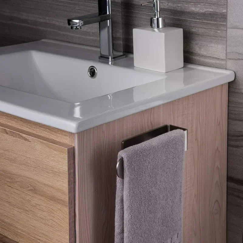 Self Adhesive Stainless Steel Towel Rack 37cm Wall Mounted Hand Towel Holder – Silver