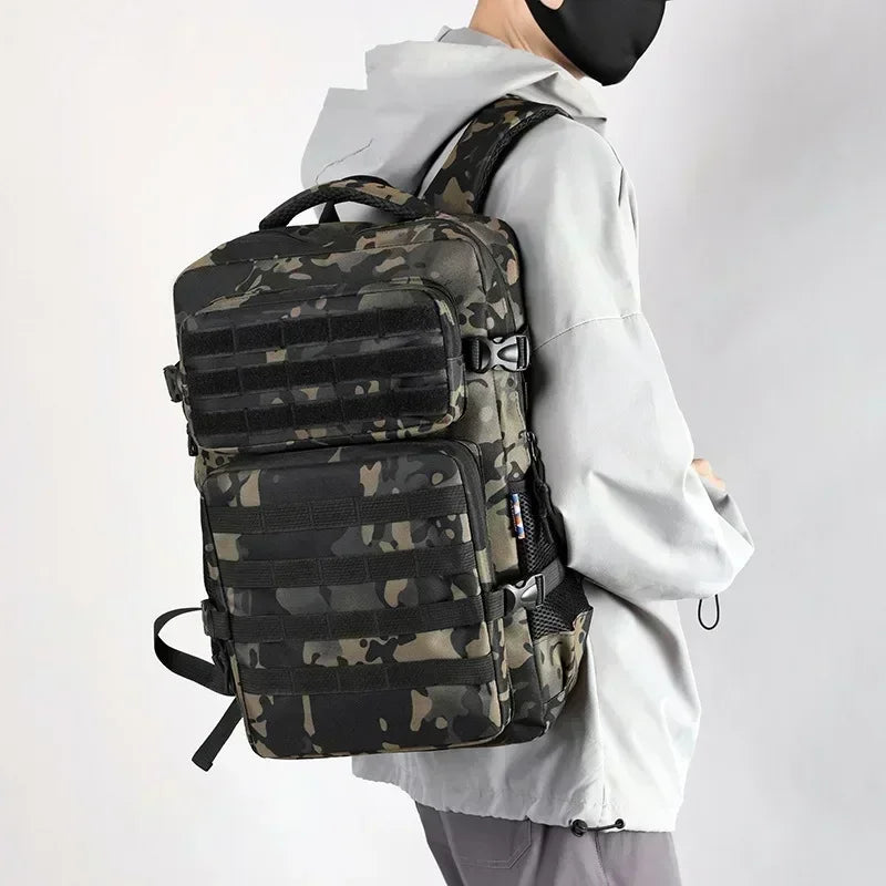 Tactical Backpack 35L Waterproof Nylon Camping Hiking Rucksack - Yellow Camouflage