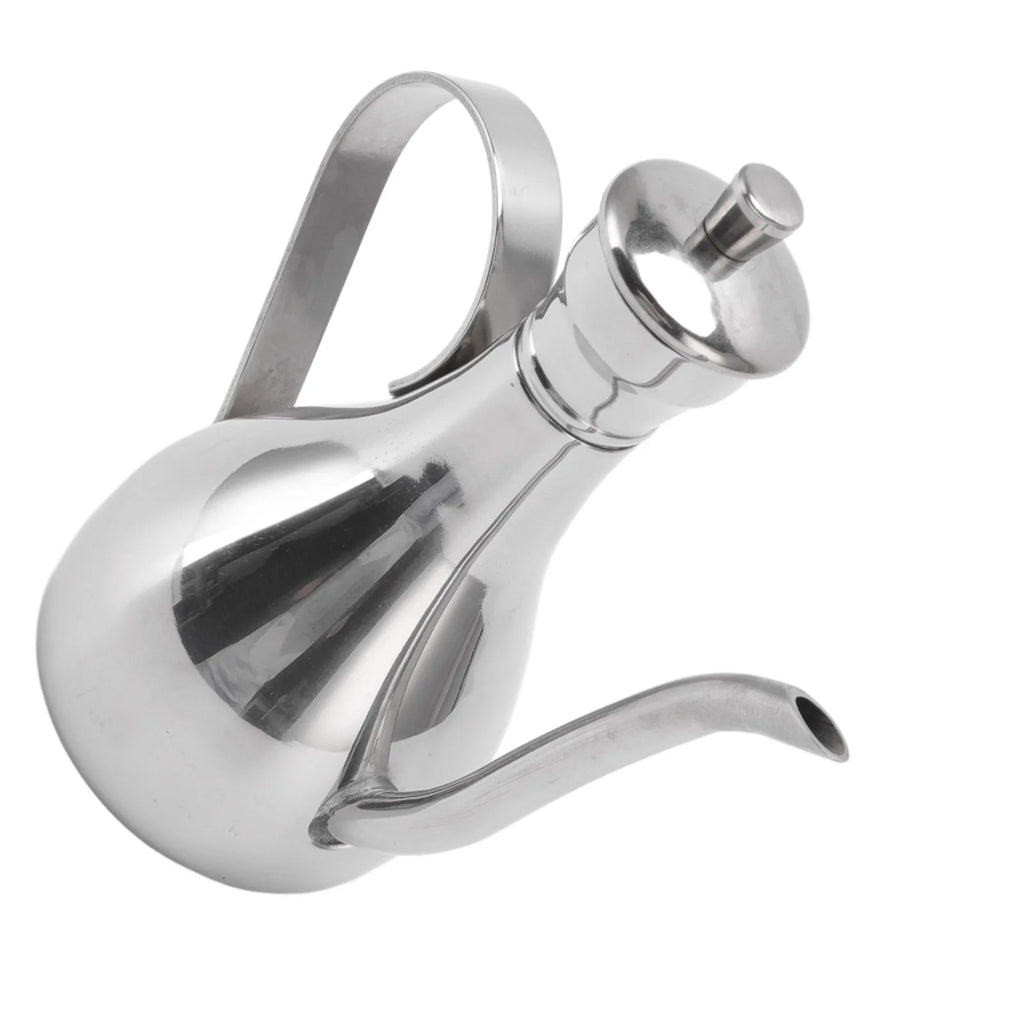 Oil Dispenser Bottle 350mL Stainless Steel Leak Resistant Curved Spout Kitchen Pouring Pot