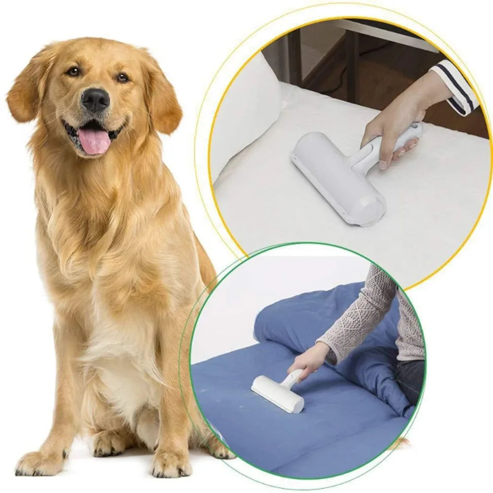 Pet Hair Remover Roller Self Cleaning 2 Way Lint Brush Manual Furniture Fabric Cleaner - Blue
