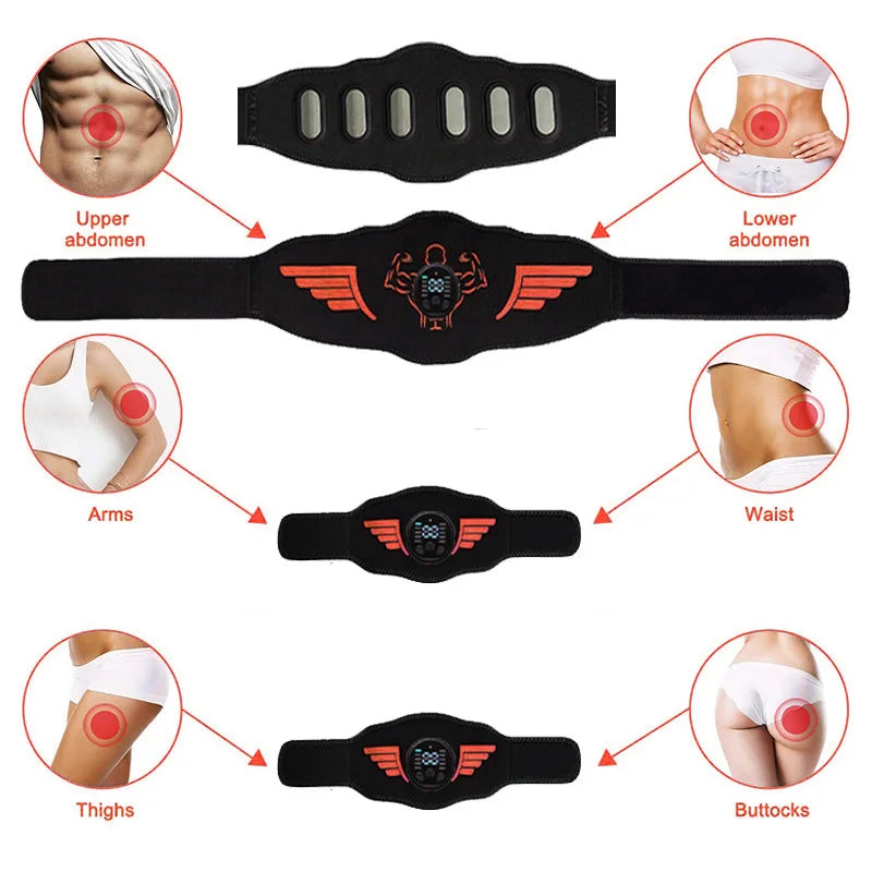 EMS Abdominal Toning Belt Rechargeable Muscle Stimulator Trainer with 10 Modes 30 Levels - 1belt